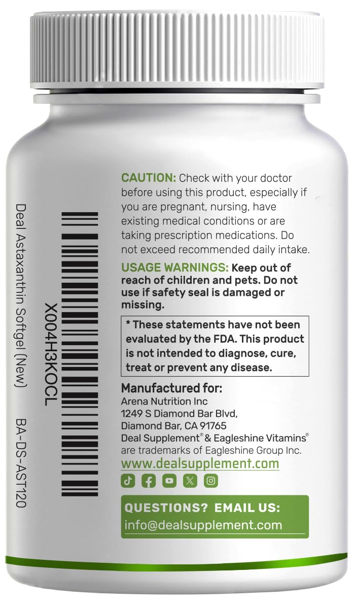 DEAL SUPPLEMENT Astaxantina: uso diario para apoyo potencial de bienestar