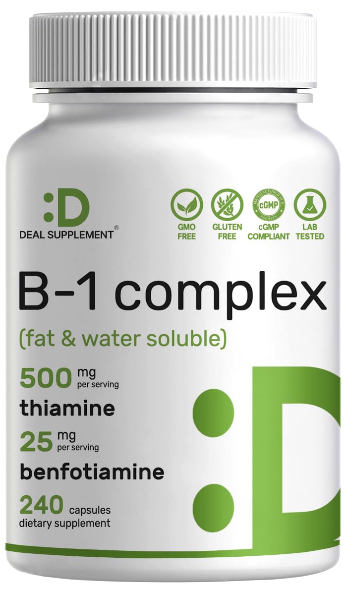 Deal Supplement: botella de vitamina B1 500 mg para energía diaria.