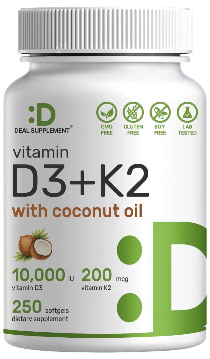 DEAL SUPPLEMENT Vitamina D3 + K2 MK7 en botella, dosis diaria para bienestar general