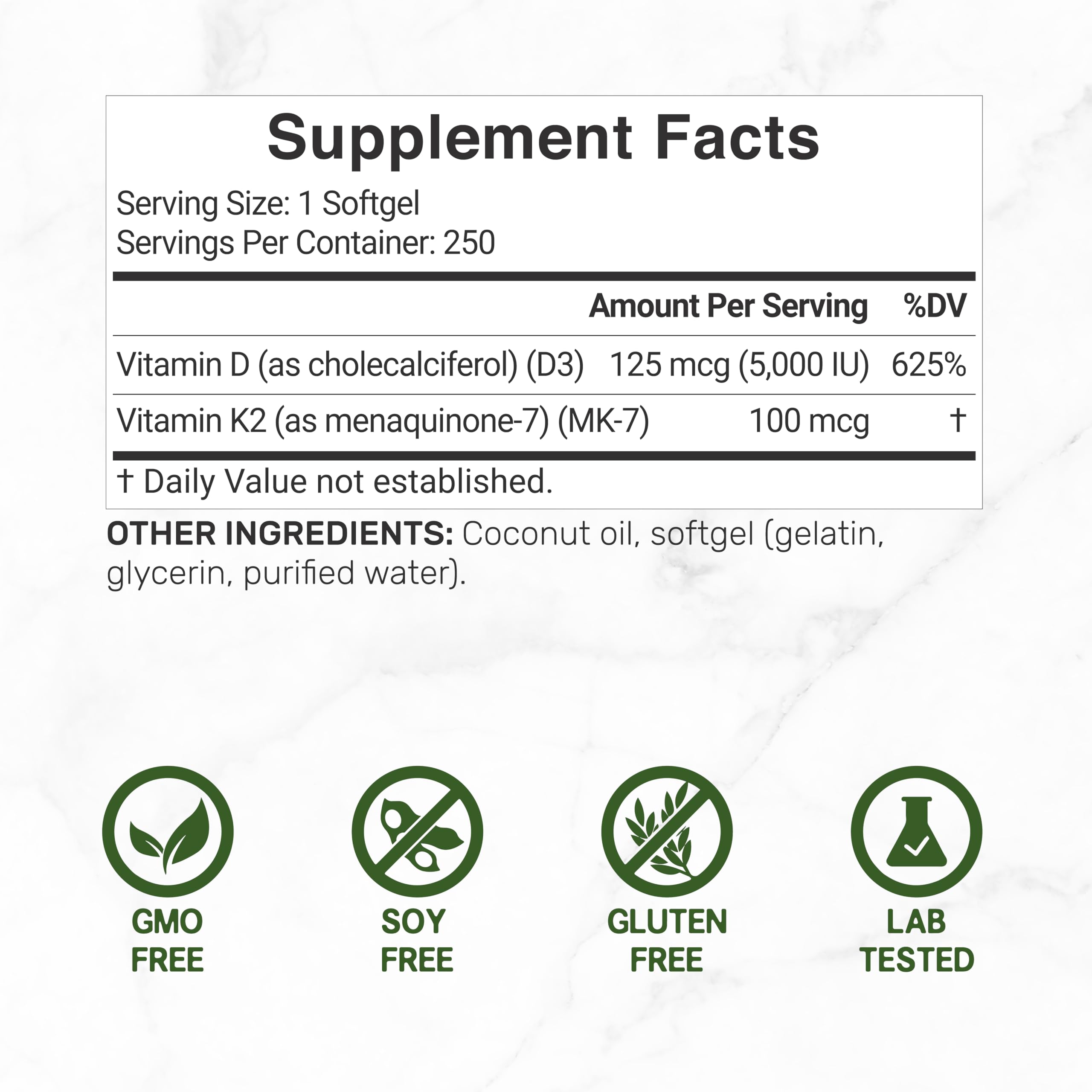 Deal Supplement cápsulas mini para dosis diaria de D3 y K2.