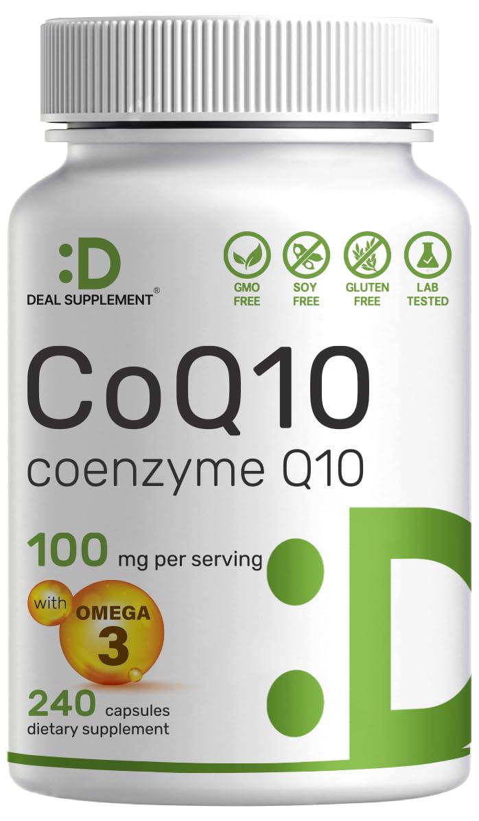 DEAL SUPPLEMENT CoQ10 Omega 3 envase: apoyo antioxidante diario.