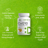 DEAL SUPPLEMENT CoQ10 Omega 3 etiqueta trasera: ingredientes y uso recomendado.