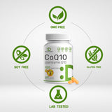 DEAL SUPPLEMENT CoQ10 Omega 3 etiqueta frente: informacion clara del producto.