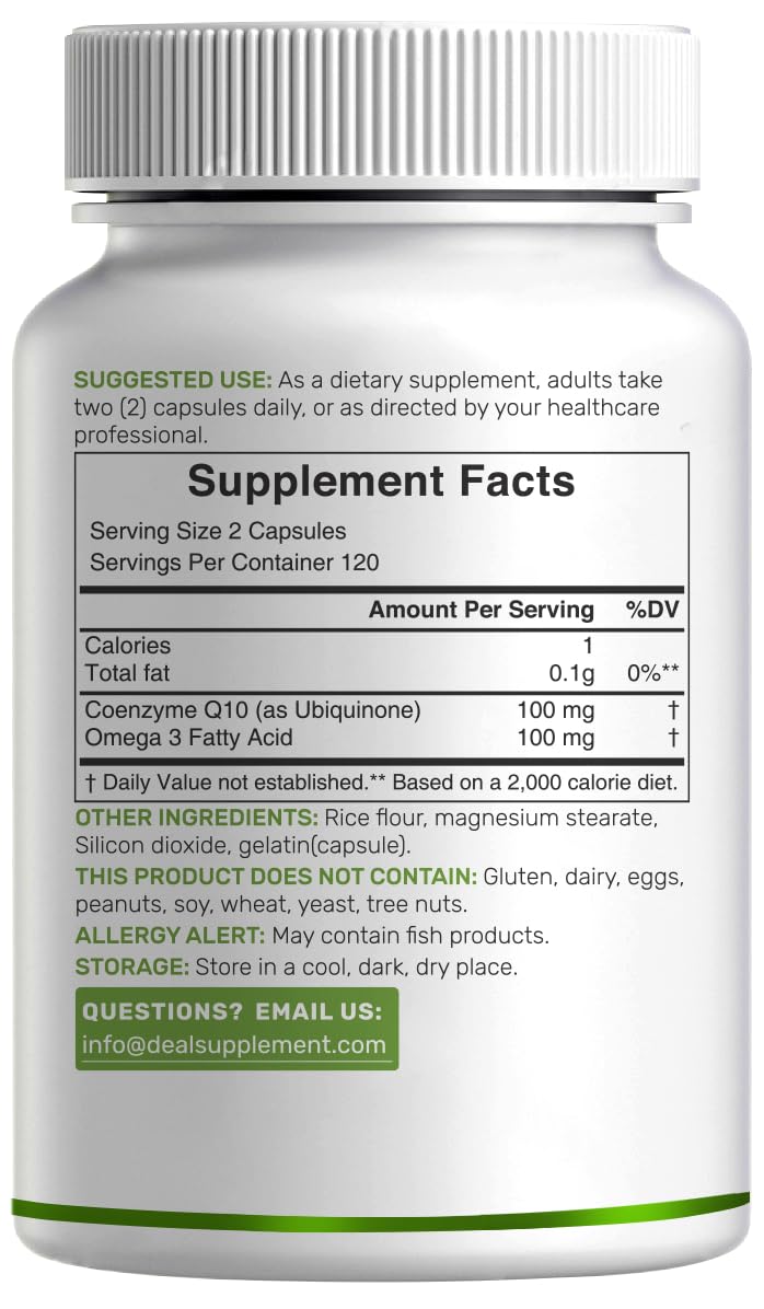 DEAL SUPPLEMENT CoQ10 Omega 3 uso sugerido: complementar tu regimen.