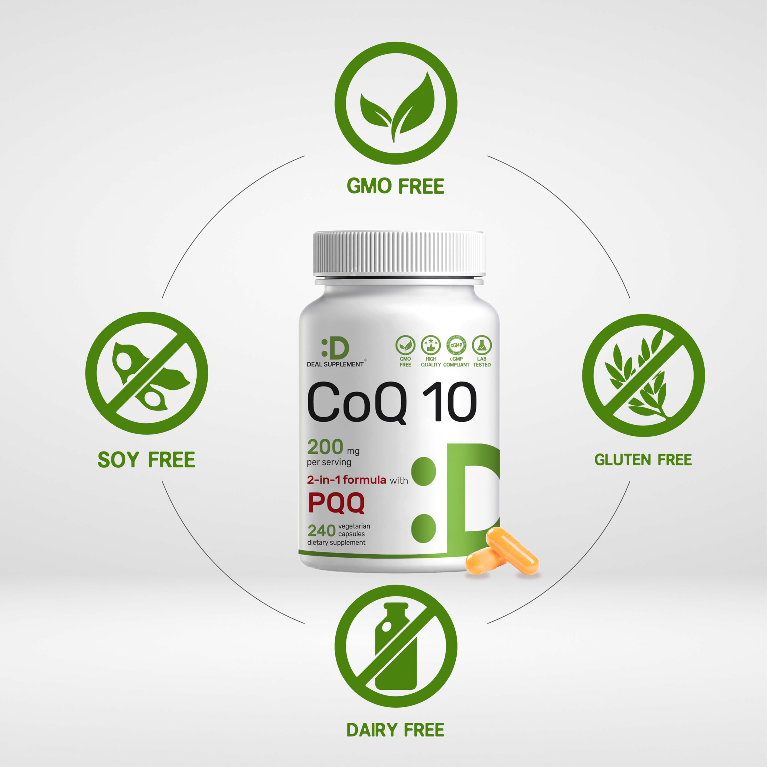 Dosis de 200 mg CoQ10 y 200 mcg PQQ para energía y metabolismo.