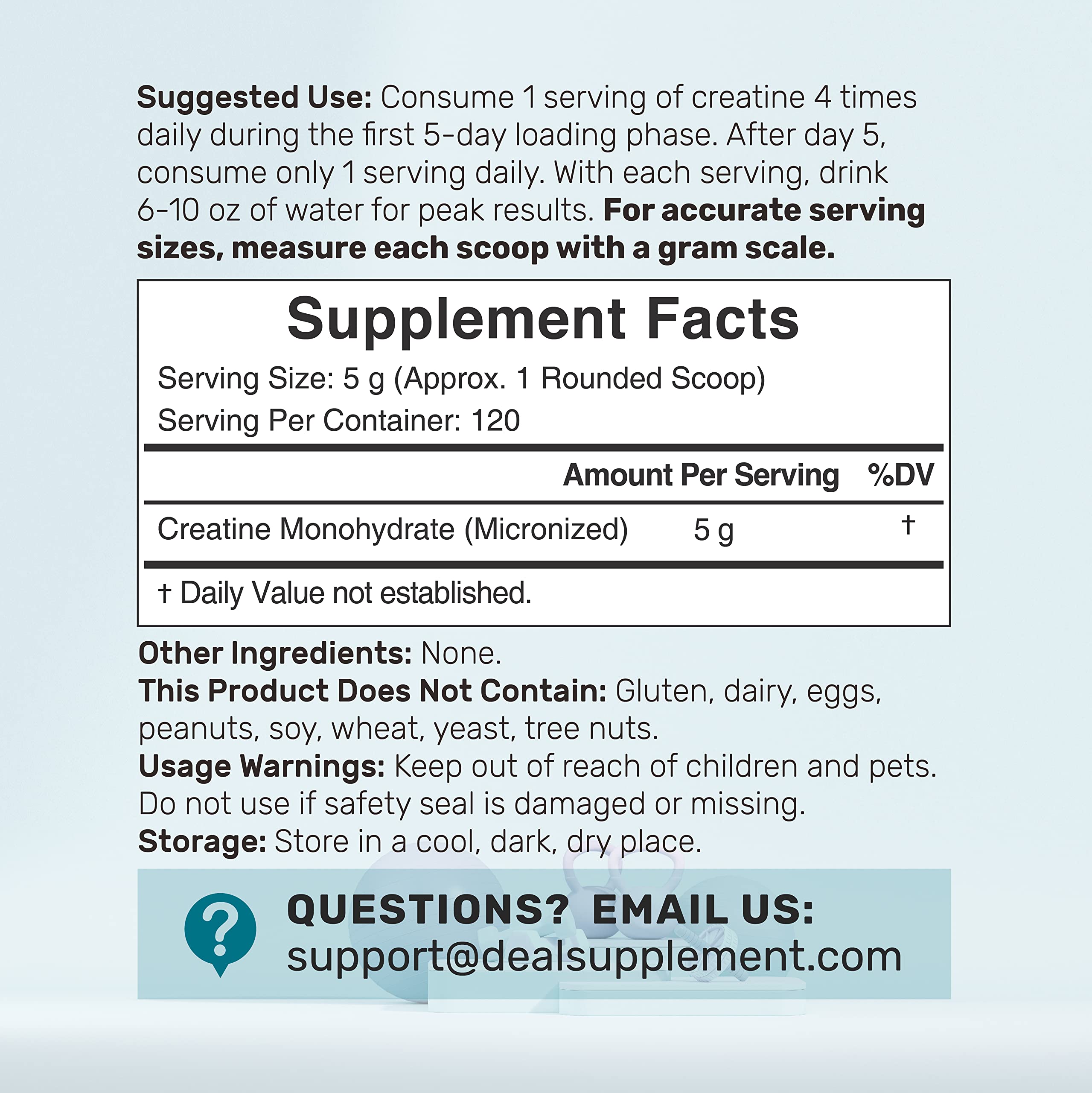 Deal Supplement creatina monohidrato con medidor de 5 g para dosis precisa