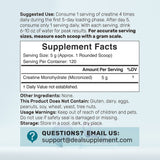 Deal Supplement creatina monohidrato con medidor de 5 g para dosis precisa
