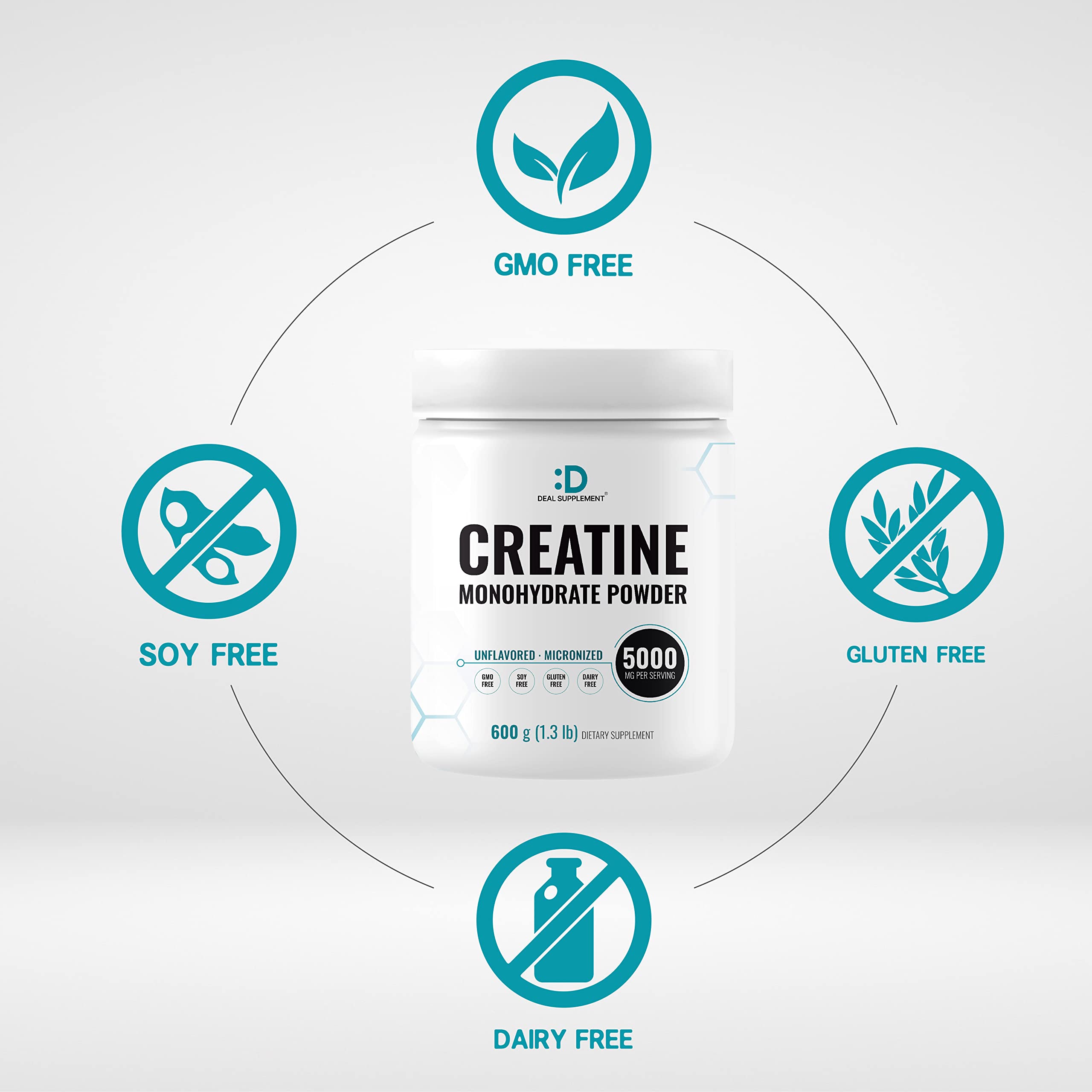 Deal Supplement creatina monohidrato en vaso para mezclar rápidamente durante entrenamientos