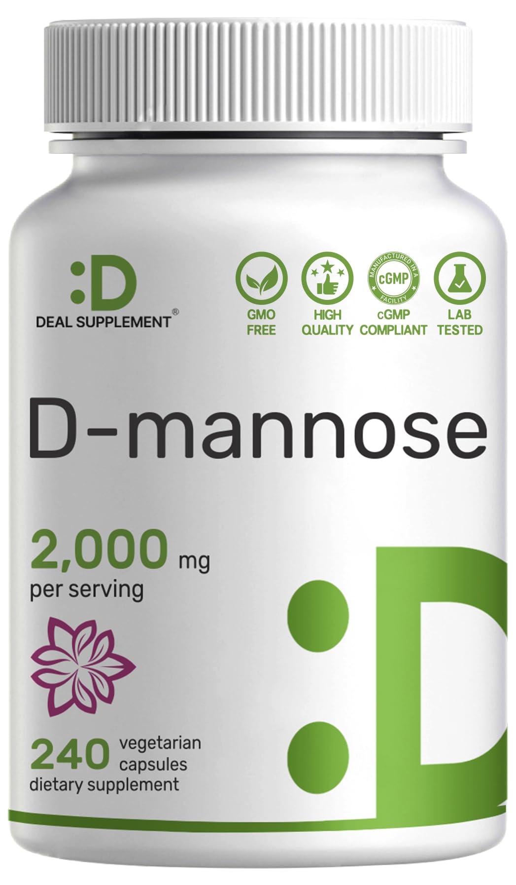 DEAL SUPPLEMENT D-Mannosa: botella frontal para uso diario y salud urinaria.