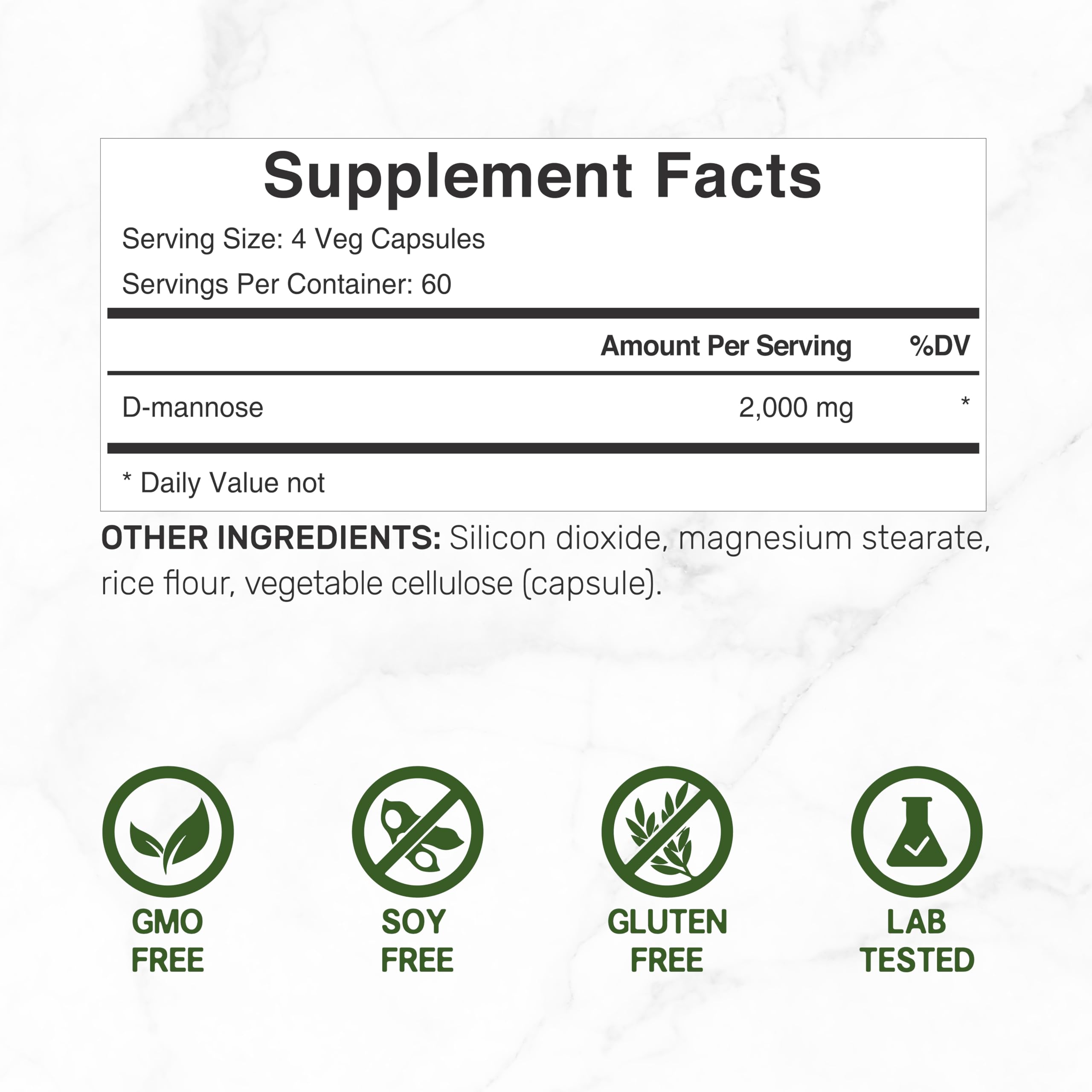 DEAL SUPPLEMENT D-Mannosa: cápsulas vegetales listas para la ingesta diaria.