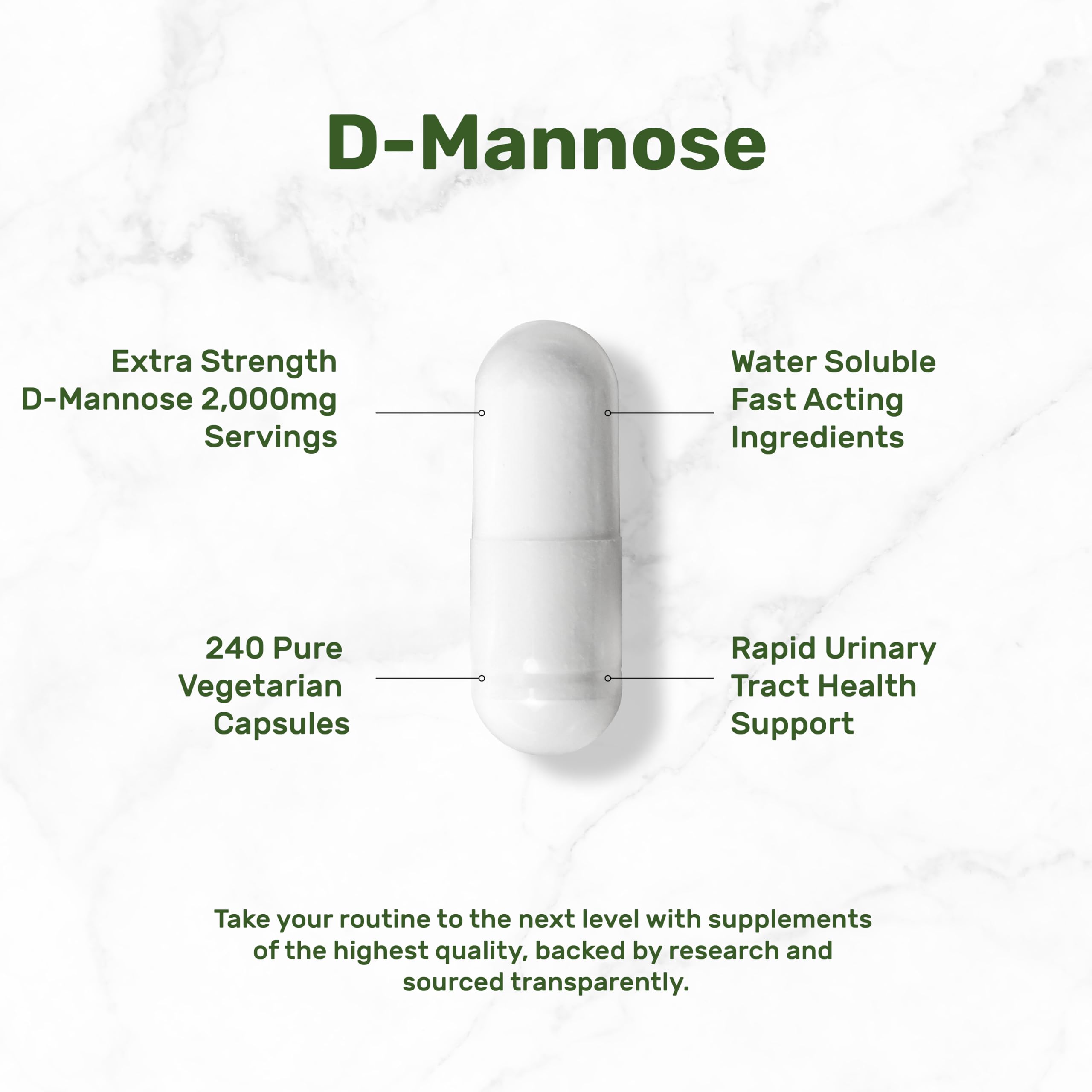DEAL SUPPLEMENT D-Mannosa: dosis de 2000 mg por porción para consistencia diaria.