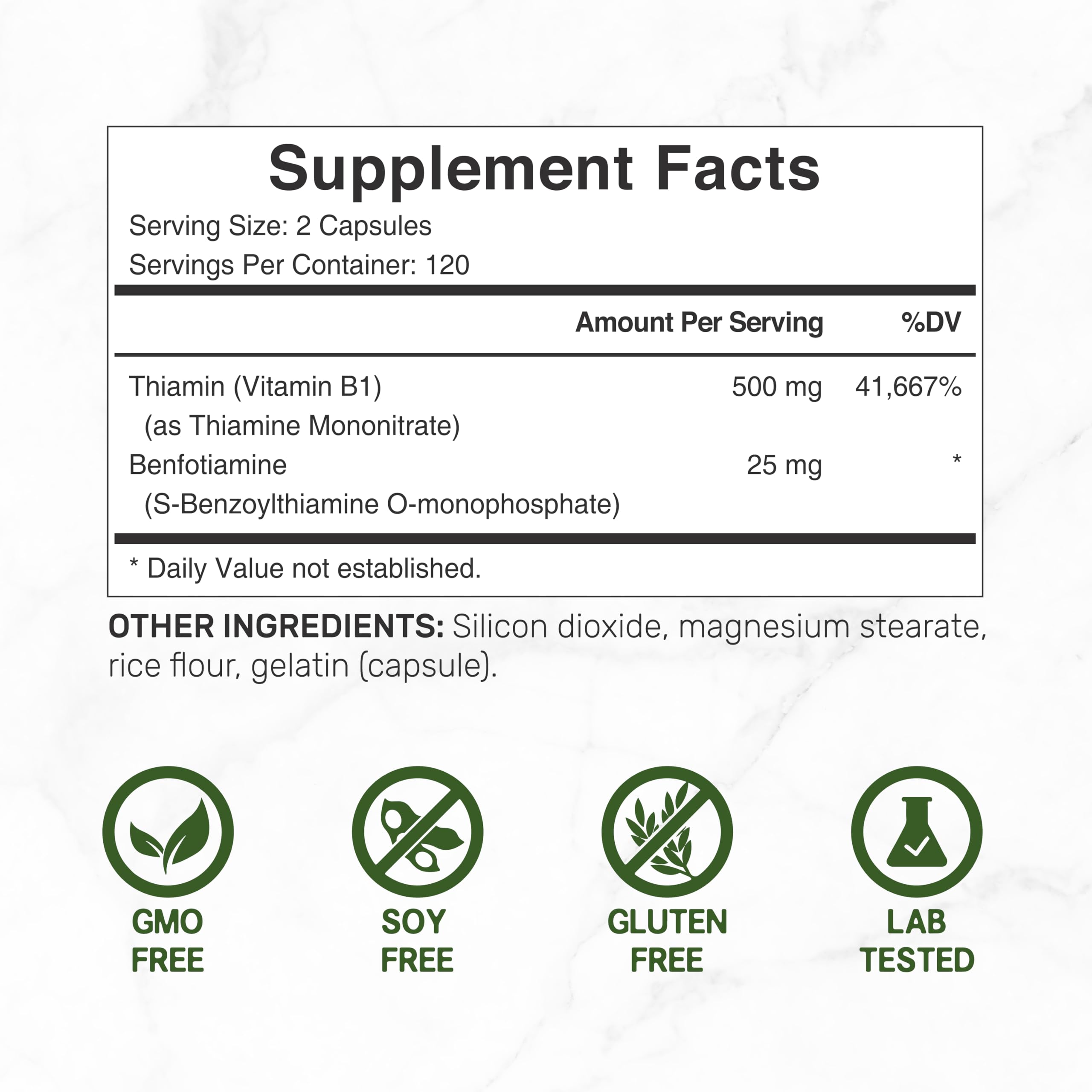 Deal Supplement: etiqueta de vitamina B1 y benfotiamina.