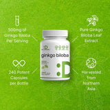 DEAL SUPPLEMENT Ginkgo Biloba, etiqueta resume la composición para referencia rápida.