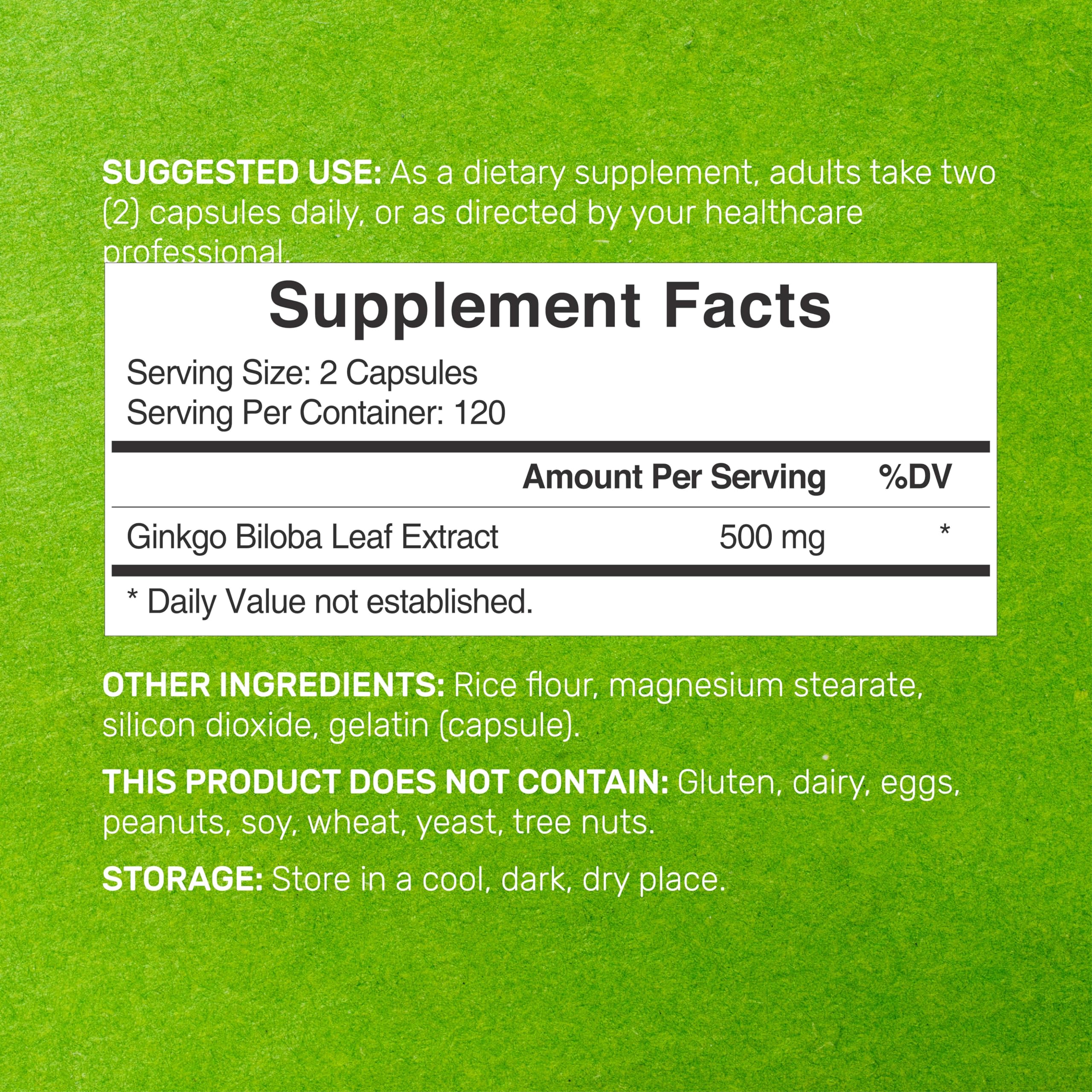 DEAL SUPPLEMENT Ginkgo Biloba, envase frasco para guardar las cápsulas.