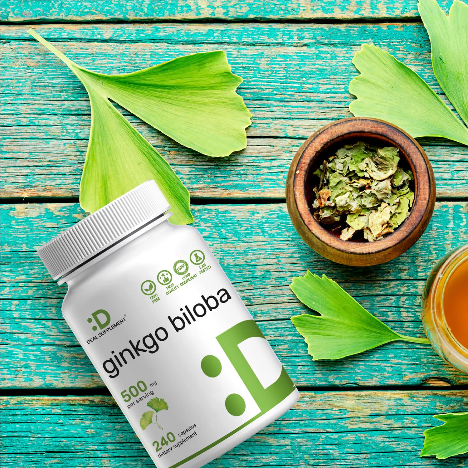 DEAL SUPPLEMENT Ginkgo Biloba, uso diario en rutina para concentración.