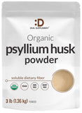 Polvo orgánico de psyllium DEAL SUPPLEMENT en envase para digestión suave