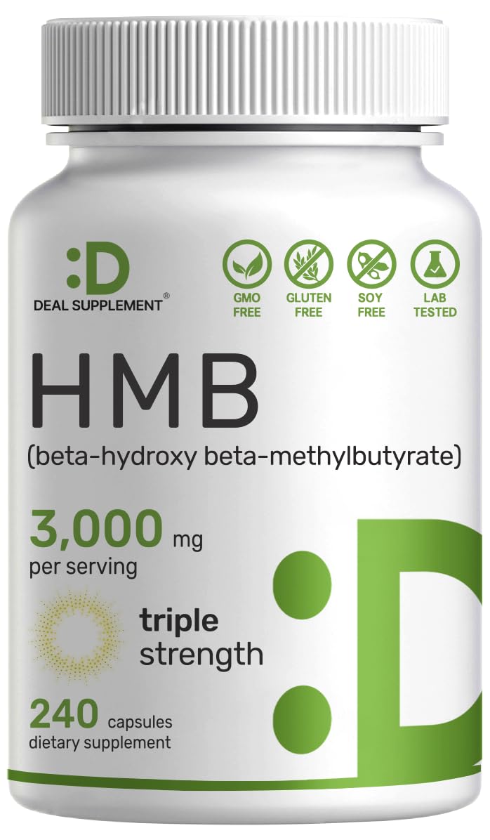 DEAL SUPPLEMENT HMB 3000mg cápsulas, apoyo para mantener masa magra durante entrenamientos.