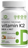 DEAL SUPPLEMENT K2 cápsulas blandas en botella con coco, apoyo a la salud ósea