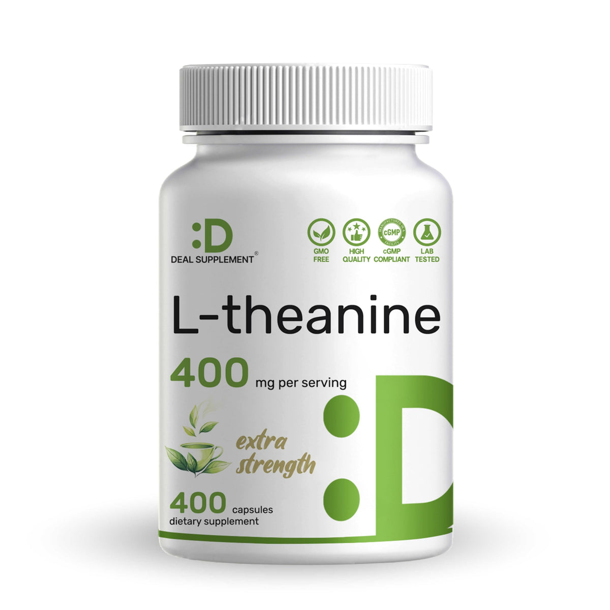 DEAL SUPPLEMENT L-Theanine 400 mg, botella: calma suave para concentrarte.