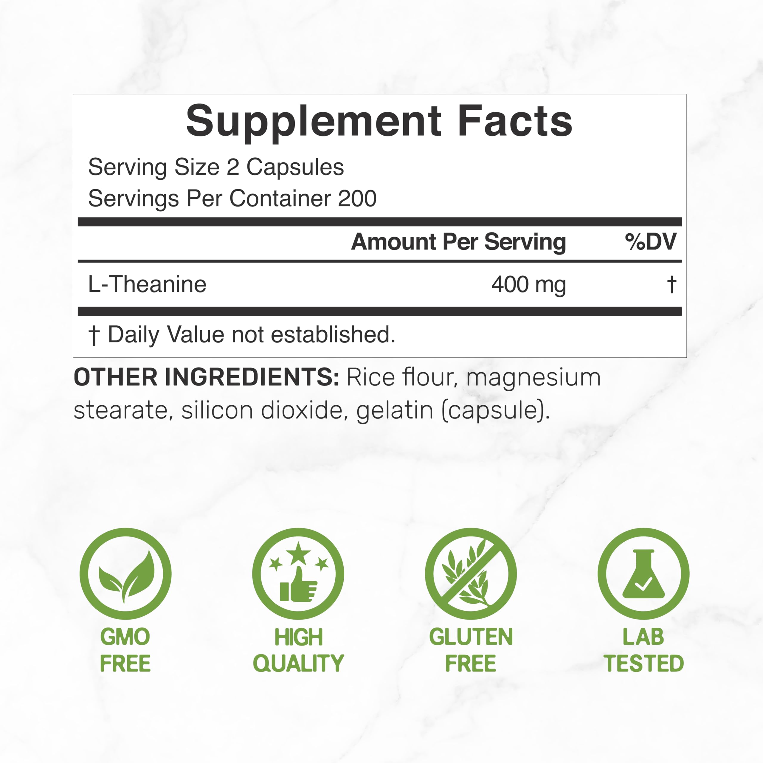 DEAL SUPPLEMENT L-Theanine 400 mg, cápsulas: uso diario para enfoque y relajación.
