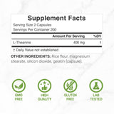 DEAL SUPPLEMENT L-Theanine 400 mg, cápsulas: uso diario para enfoque y relajación.