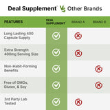 DEAL SUPPLEMENT L-Theanine 400 mg, dosis de 2 cápsulas.