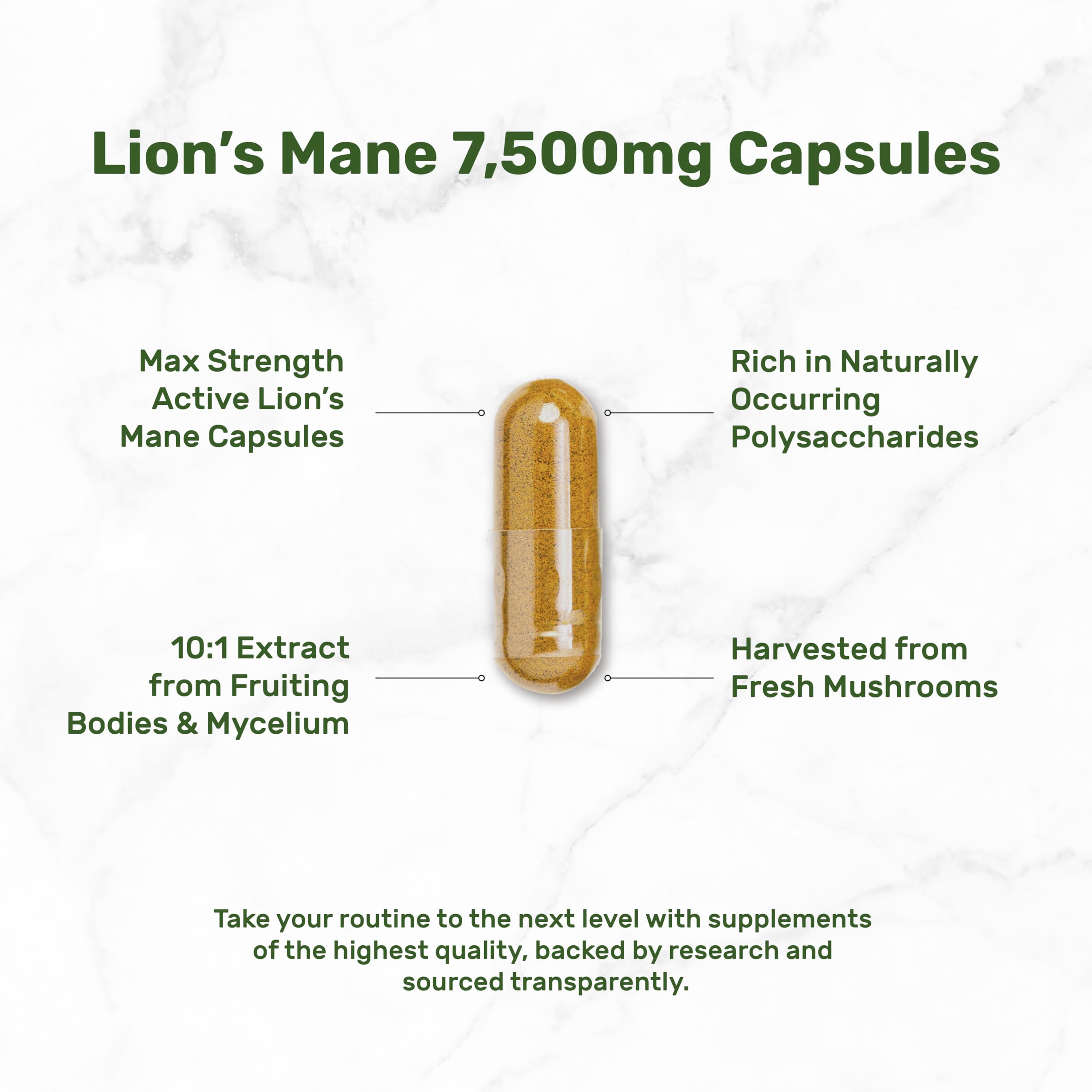 Deal Supplement Lions Mane cápsulas detalle para dosis fácil.