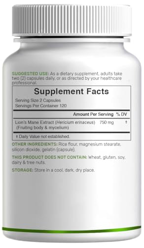 Deal Supplement Lions Mane extracto frutificado para potencia nutriente diaria.
