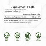 DEAL SUPPLEMENT Magnesio Citrato 400 mg, cápsulas dentro de la botella; fácil acceso.