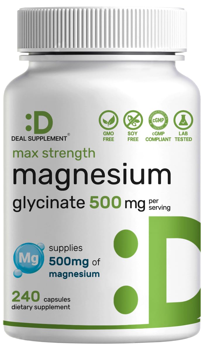 DEAL SUPPLEMENT Magnesio glicinato 500 mg, cápsulas para apoyo muscular diario.