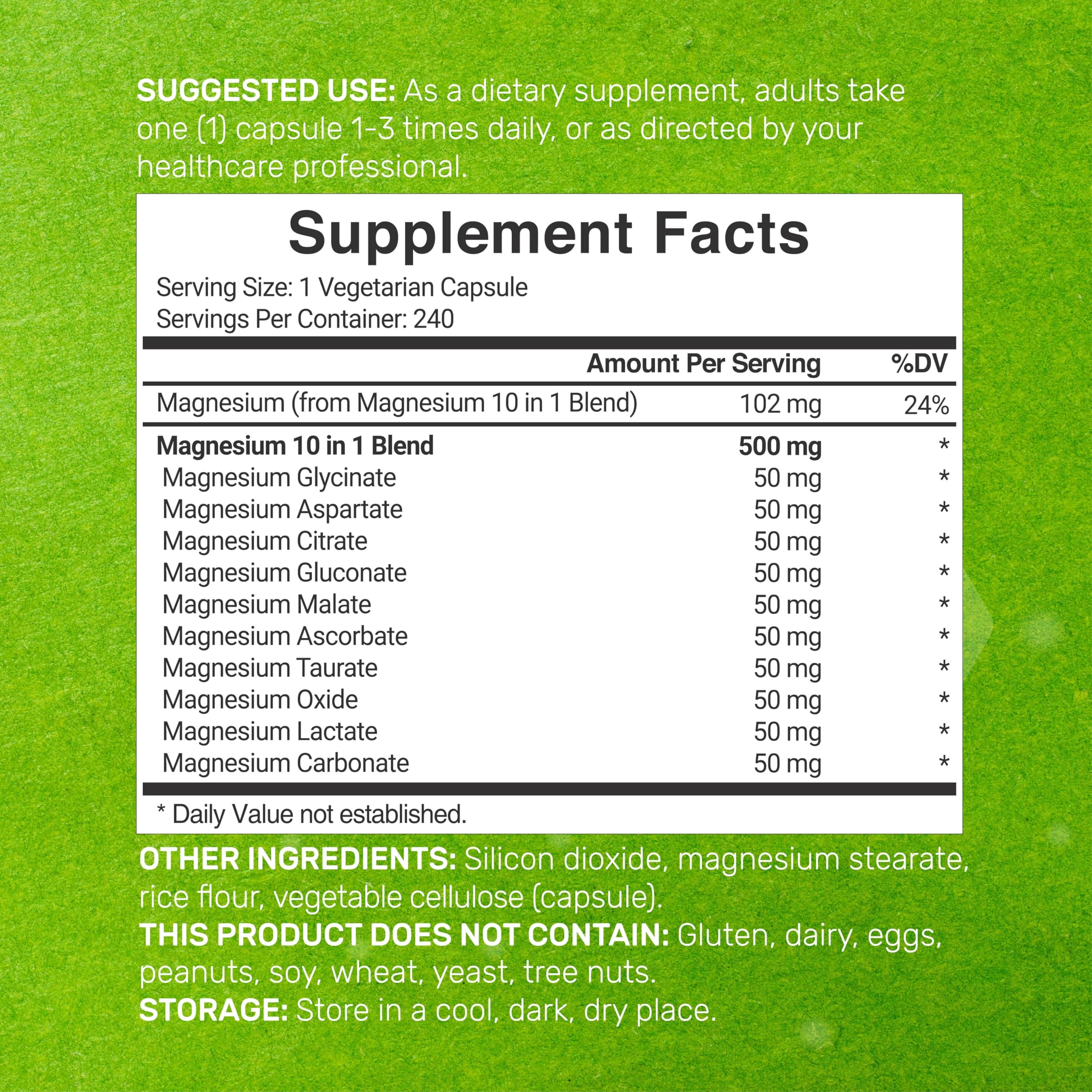 Cápsulas vegetales de DEAL SUPPLEMENT Magnesium Complex listas para la rutina diaria.