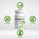 Etiqueta 10-en-1 de DEAL SUPPLEMENT Magnesium Complex, perfil mineral completo.