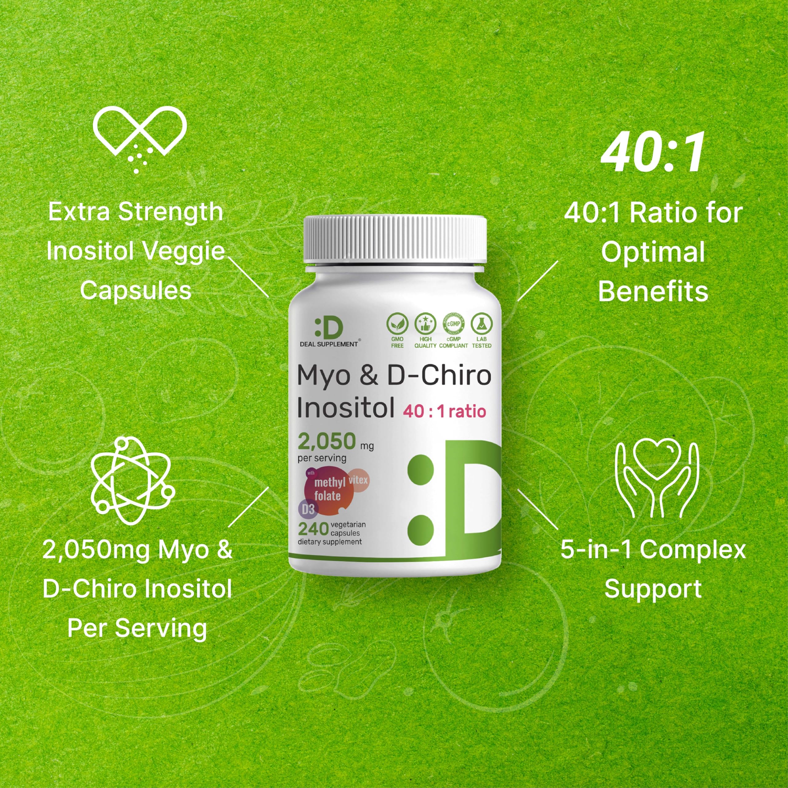 DEAL SUPPLEMENT folato y vitamina D3, nutrientes clave para bienestar femenino.