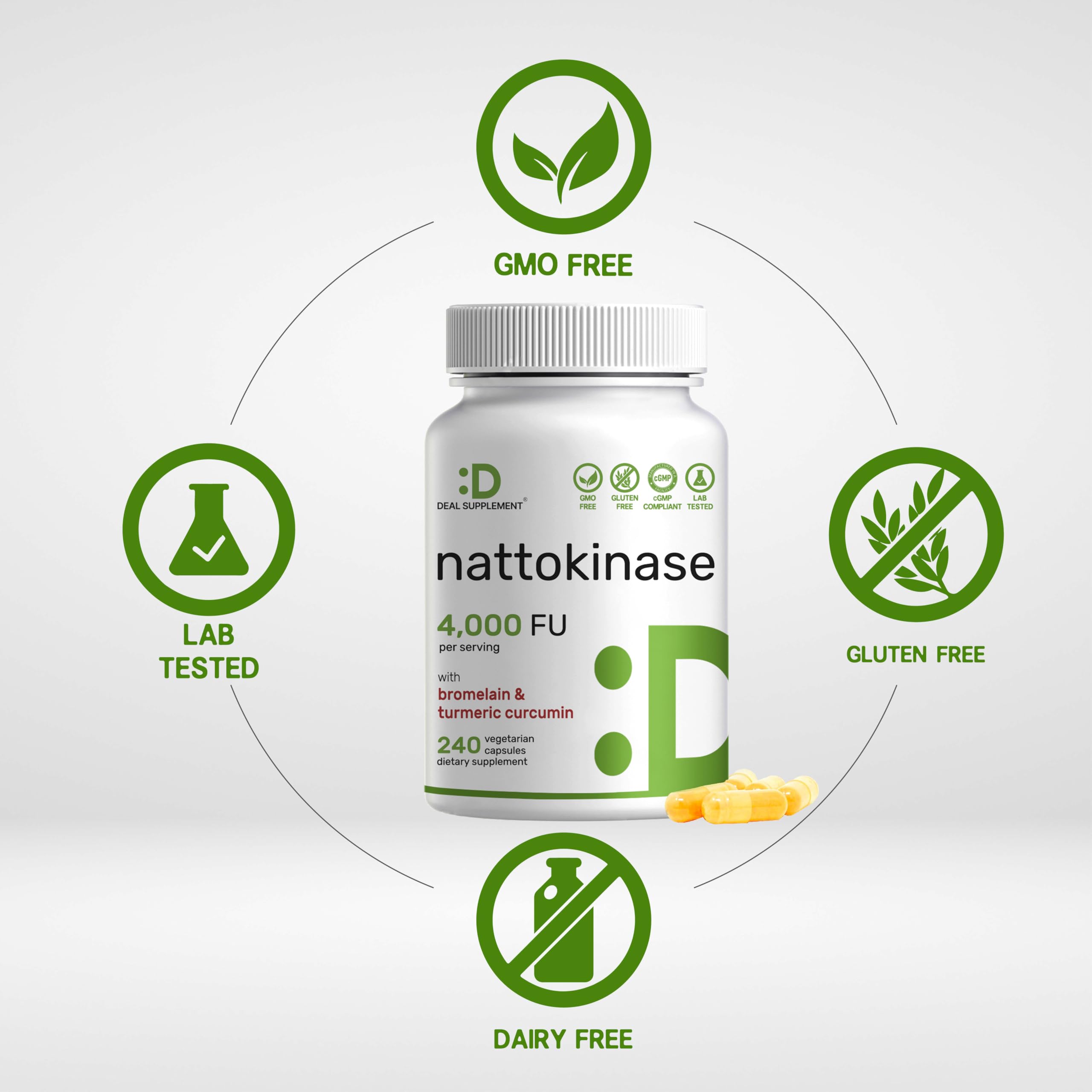 DEAL SUPPLEMENT Nattokinase, bromelina: mejora la digestión con extracto de piña.