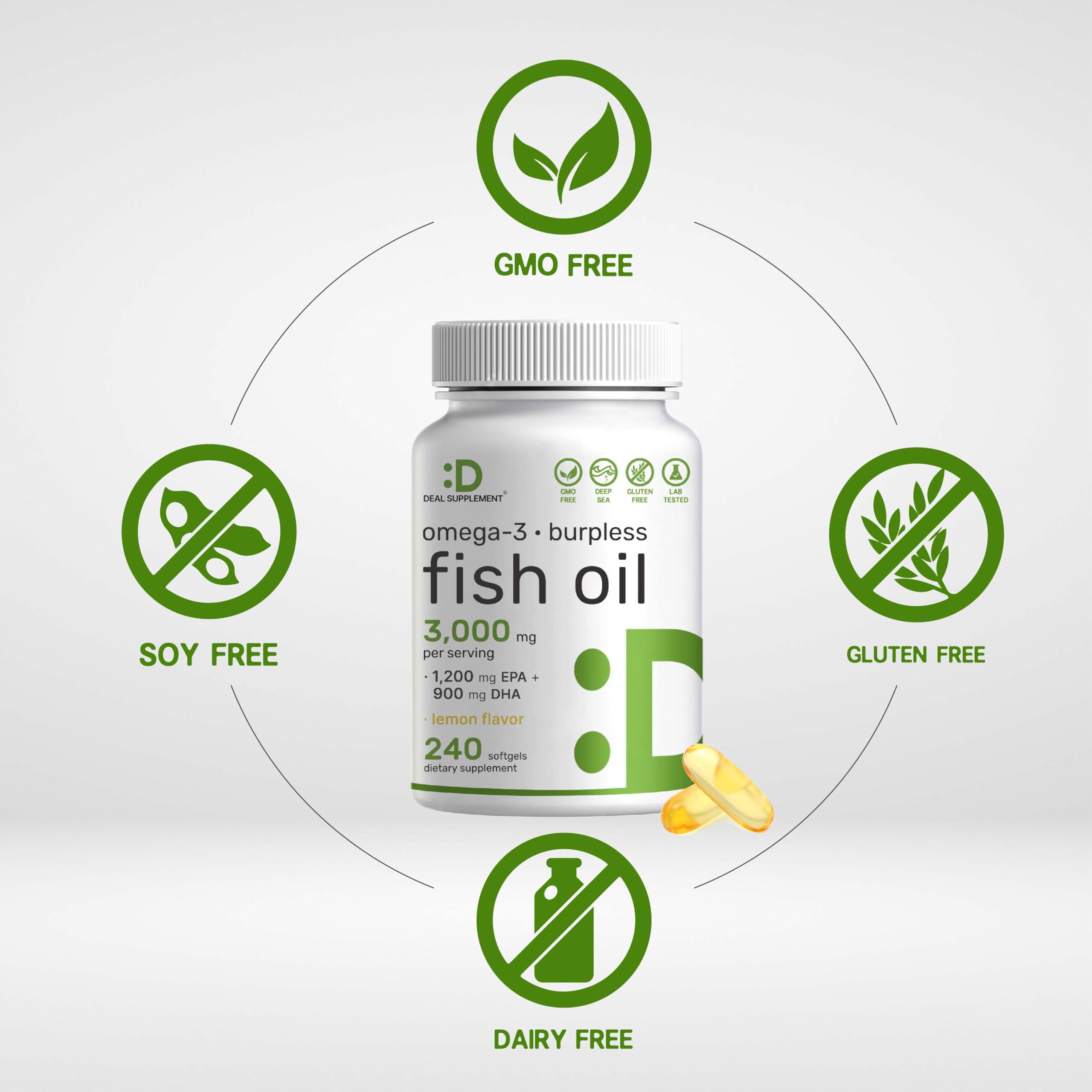 DEAL SUPPLEMENT Omega 3: dosis diaria de tres cápsulas para Omega 3 total.