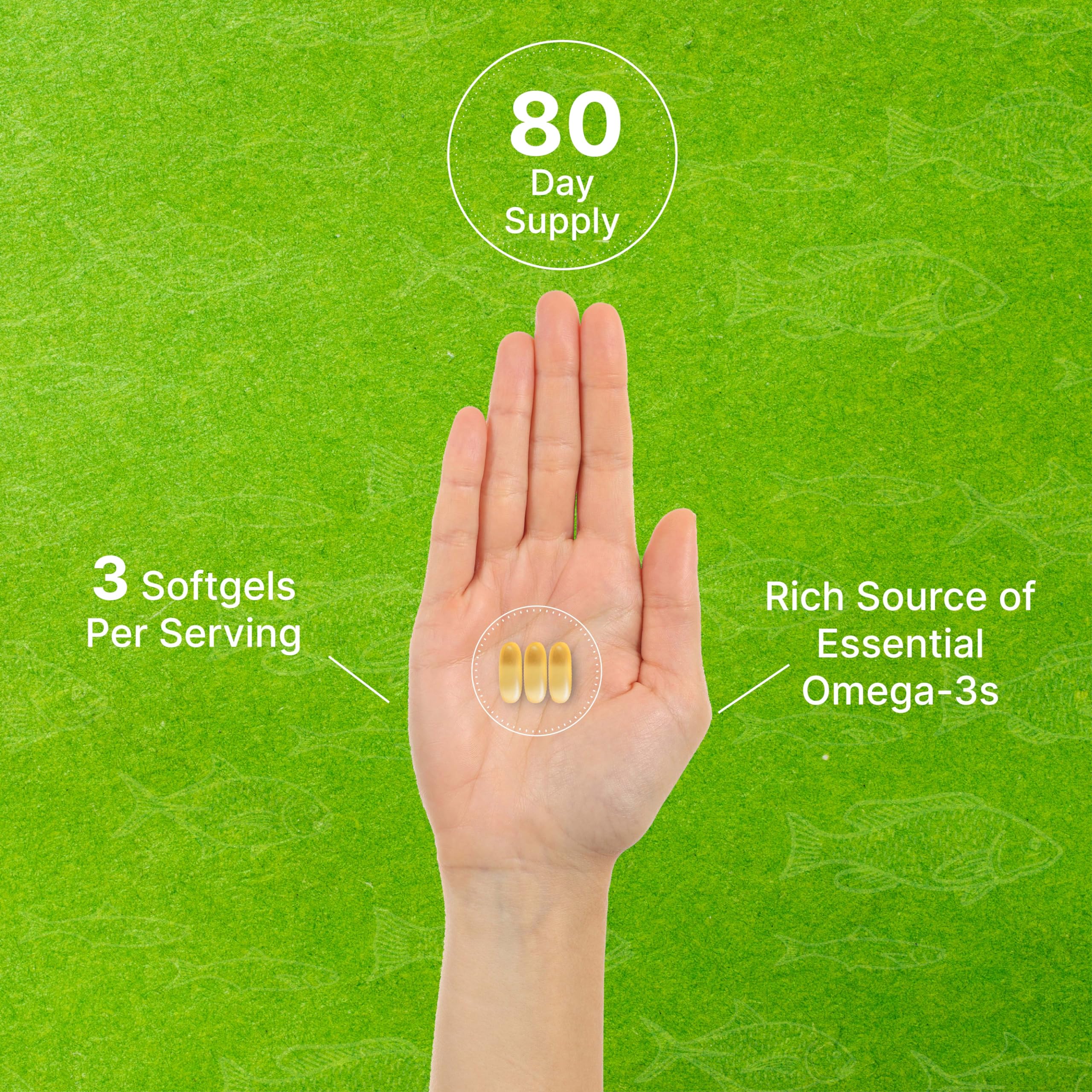 DEAL SUPPLEMENT Omega 3: envase de 240 cápsulas para 80 días de uso.