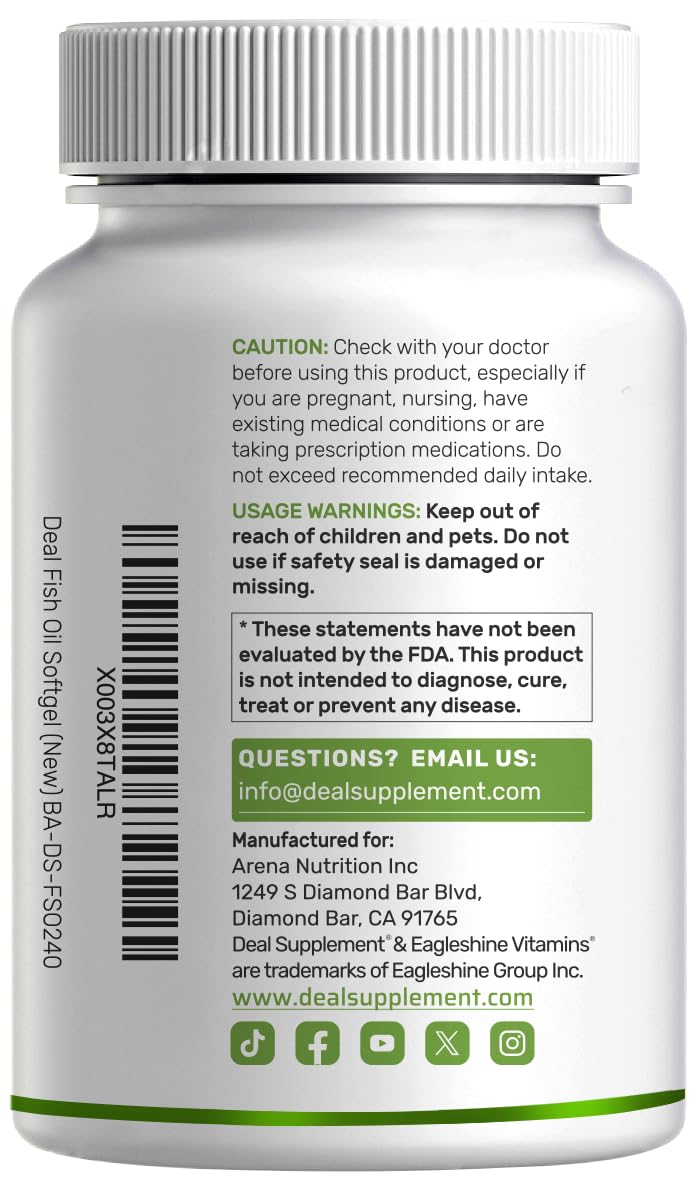 DEAL SUPPLEMENT Omega 3: uso diario cómodo para consumo en casa.