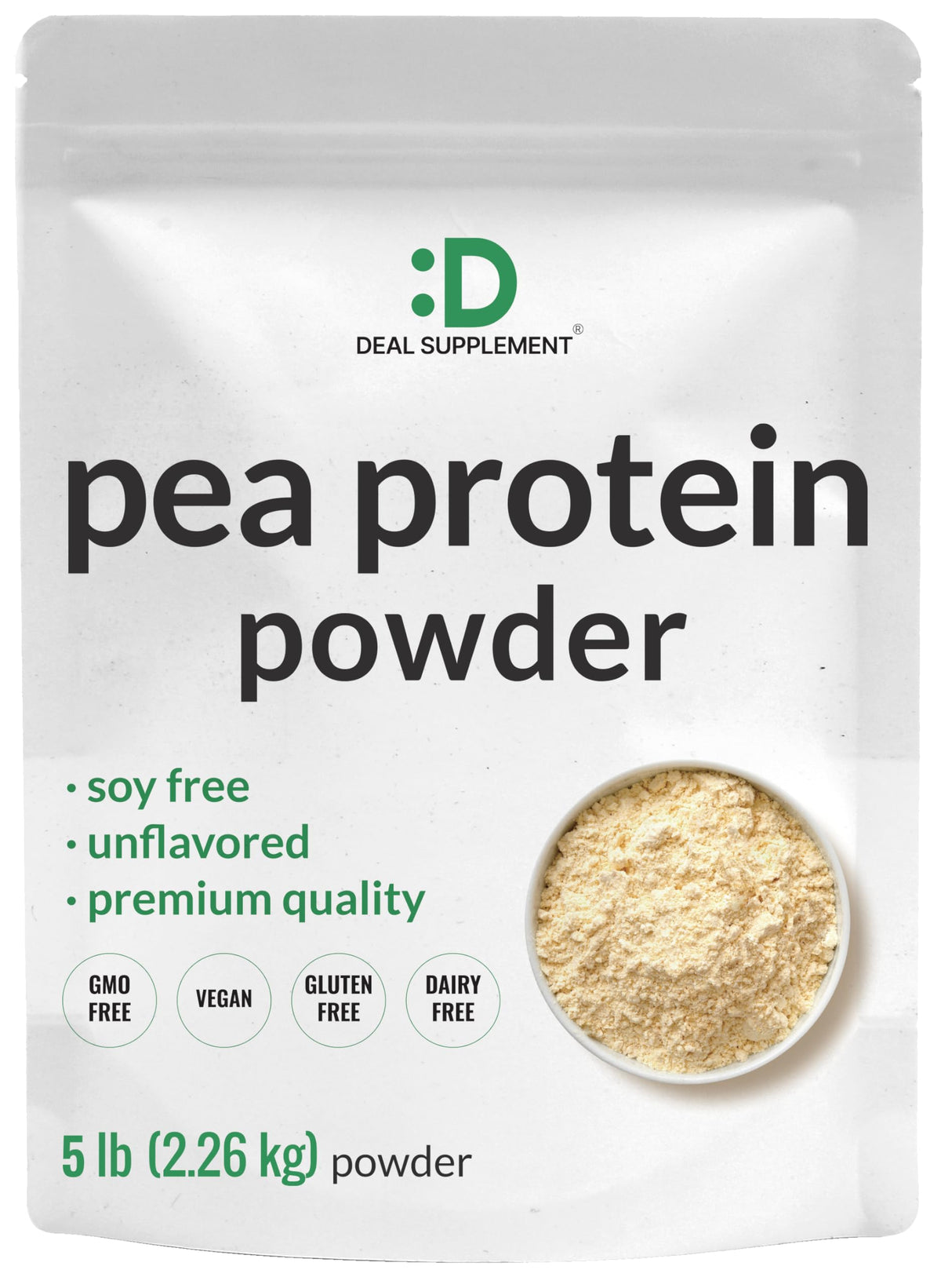 DEAL SUPPLEMENT proteína de guisante, frasco de 5 lb, vegana y sin soja.