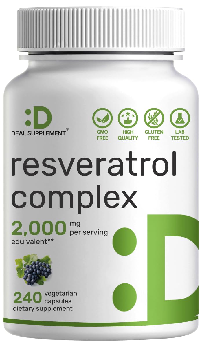 DEAL SUPPLEMENT Resveratrol: cápsulas vegetales, antioxidante para energía diaria