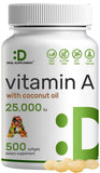 DEAL SUPPLEMENT Vitamina A alta potencia en cápsulas blandas con aceite de coco para absorción óptima.