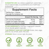 Deal Supplement Zinc 50 mg botella 240 cápsulas: suministro prolongado para tu rutina diaria.