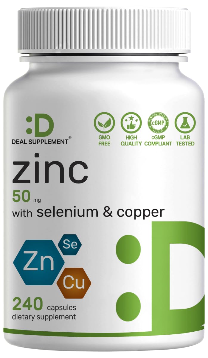 Deal Supplement Zinc 50 mg cápsula en acción: soporte diario de nutrientes.