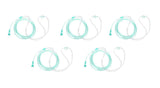 Cánula nasal pediátrica Dealmed recta 7 pies, color verde suave para visibilidad.