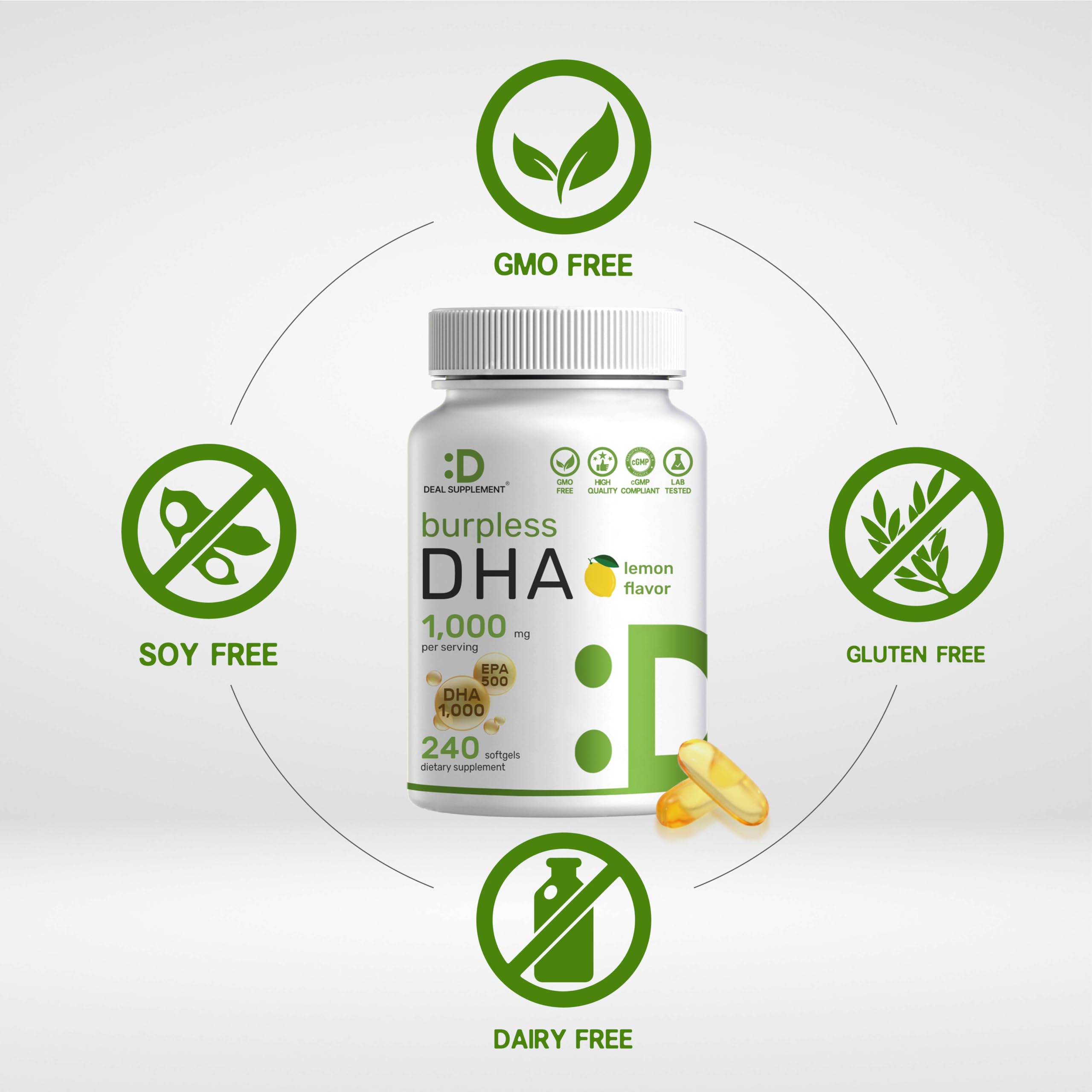 DEAL SUPPLEMENT DHA cápsulas sin eructos para consumo cómodo