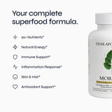Dear Apothecary Moringa, hoja pura de moringa en polvo dentro de cápsulas.