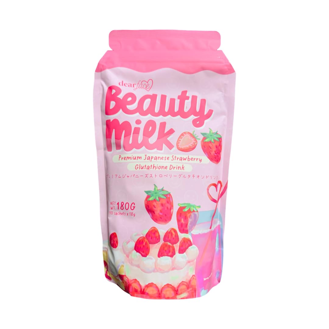 Dear Face Beauty Milk con colágeno japonés y fresa, uso diario para el cuidado de la piel