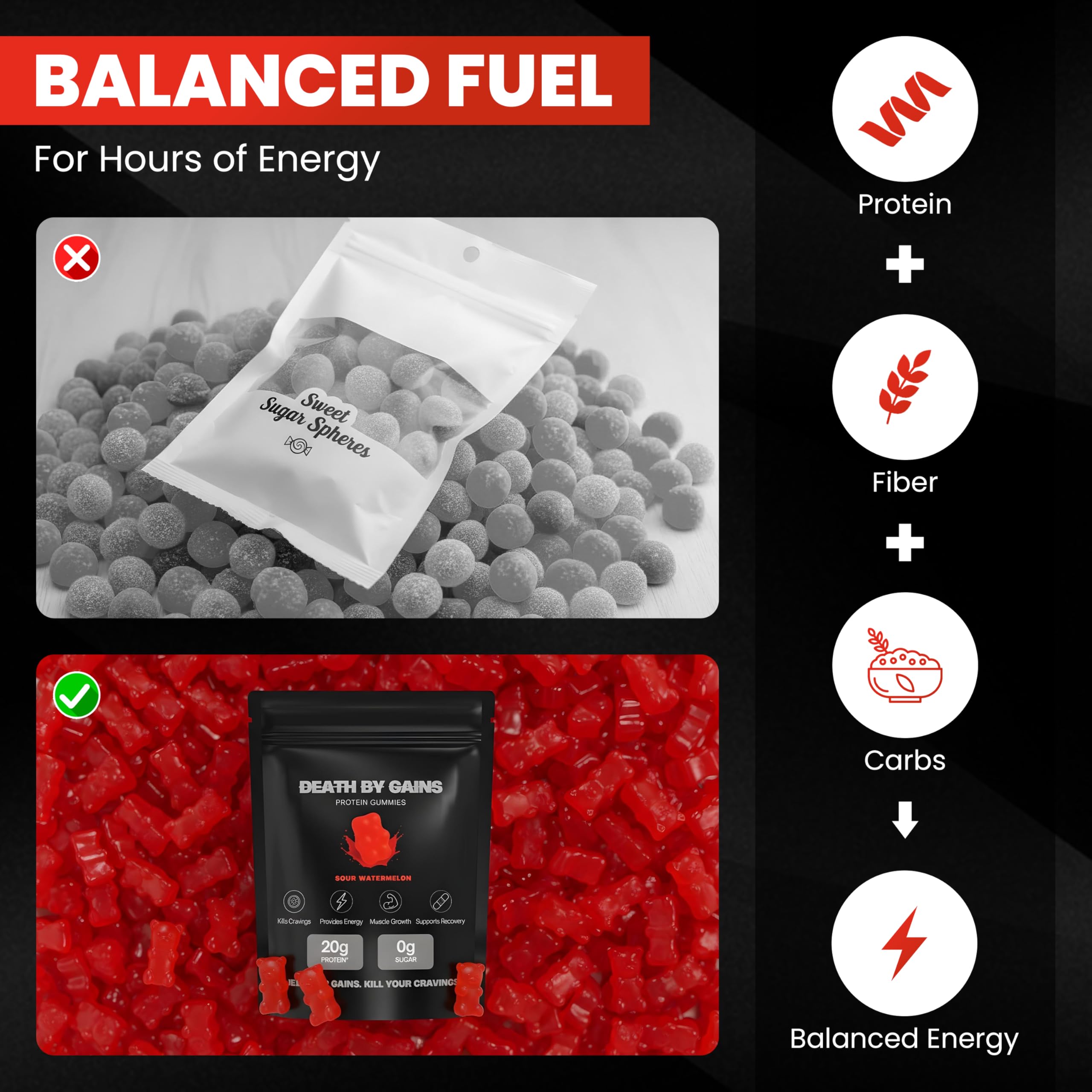 Death by Gains envase portátil para snack proteico en ruta