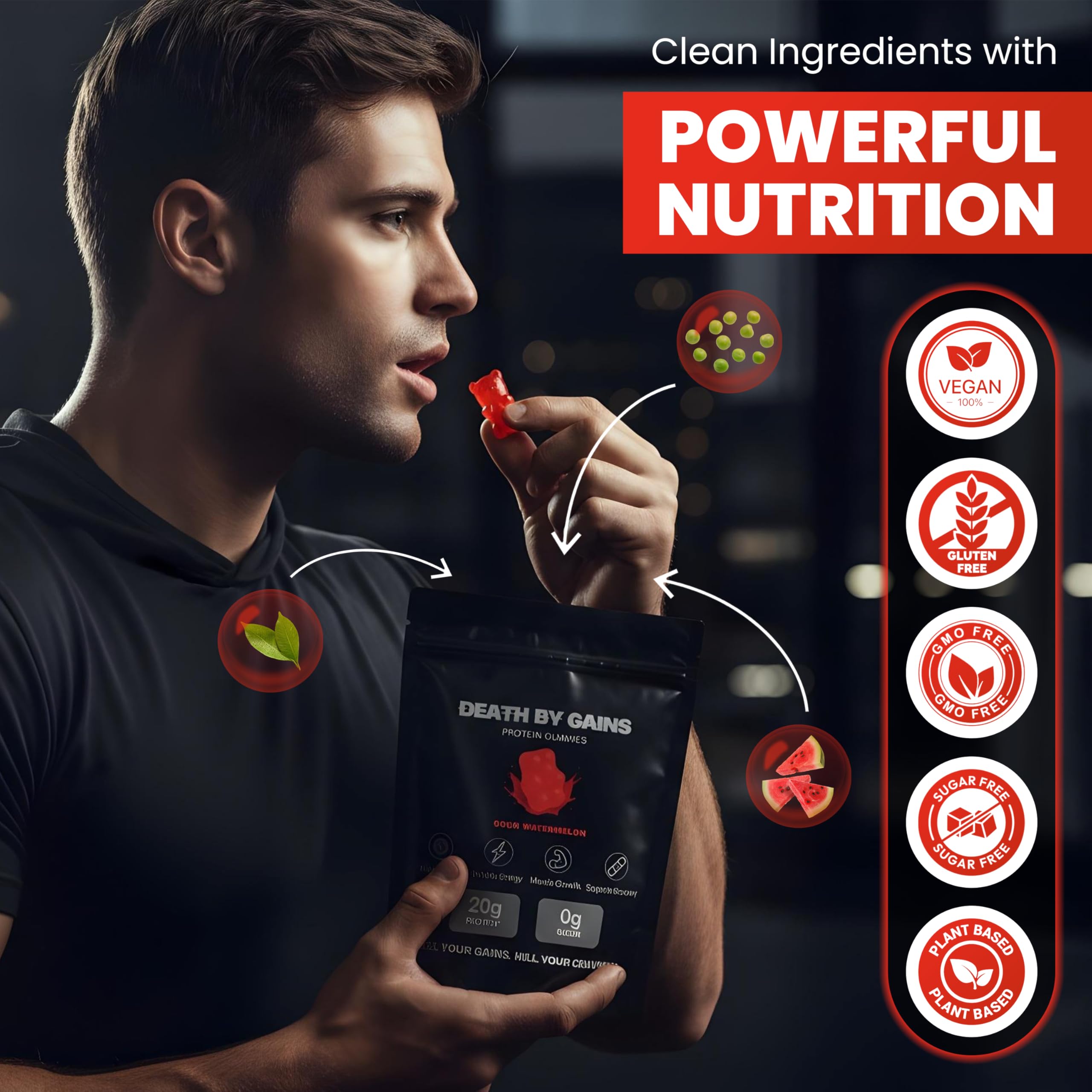 Death by Gains post-entreno rápido impulso de proteína sin complicaciones