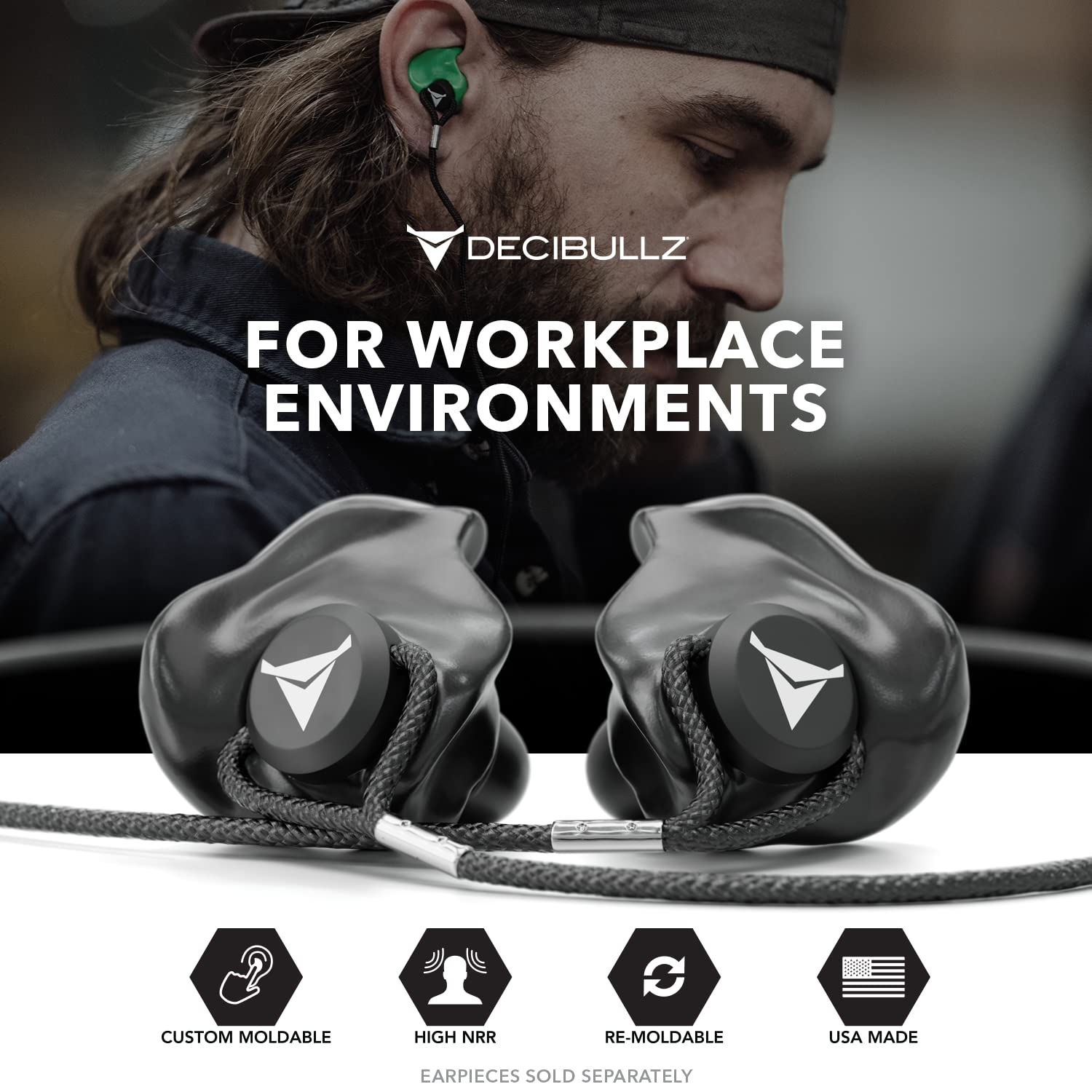 Cordón Decibullz en entornos industriales, diseño resistente y duradero.