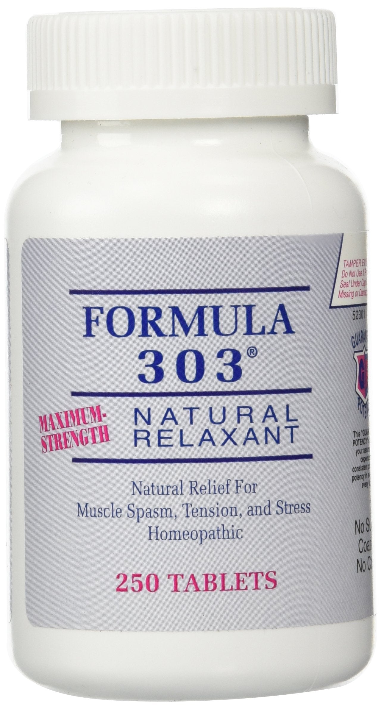 Dee Cee Laboratories Formula 303: tabletas en frasco para relajación muscular natural